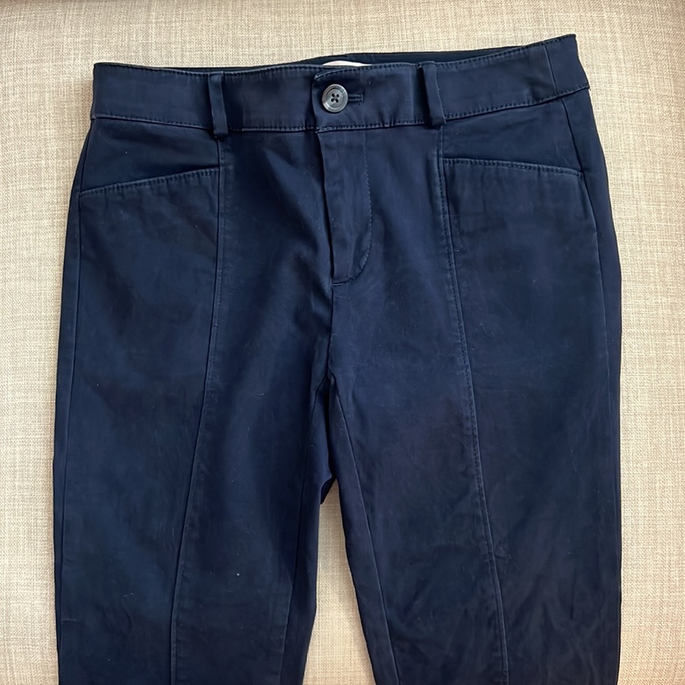 Loft Navy Blue Suede-Like Skinny Slacks